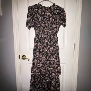 Floral Black and Pink Women's Dress